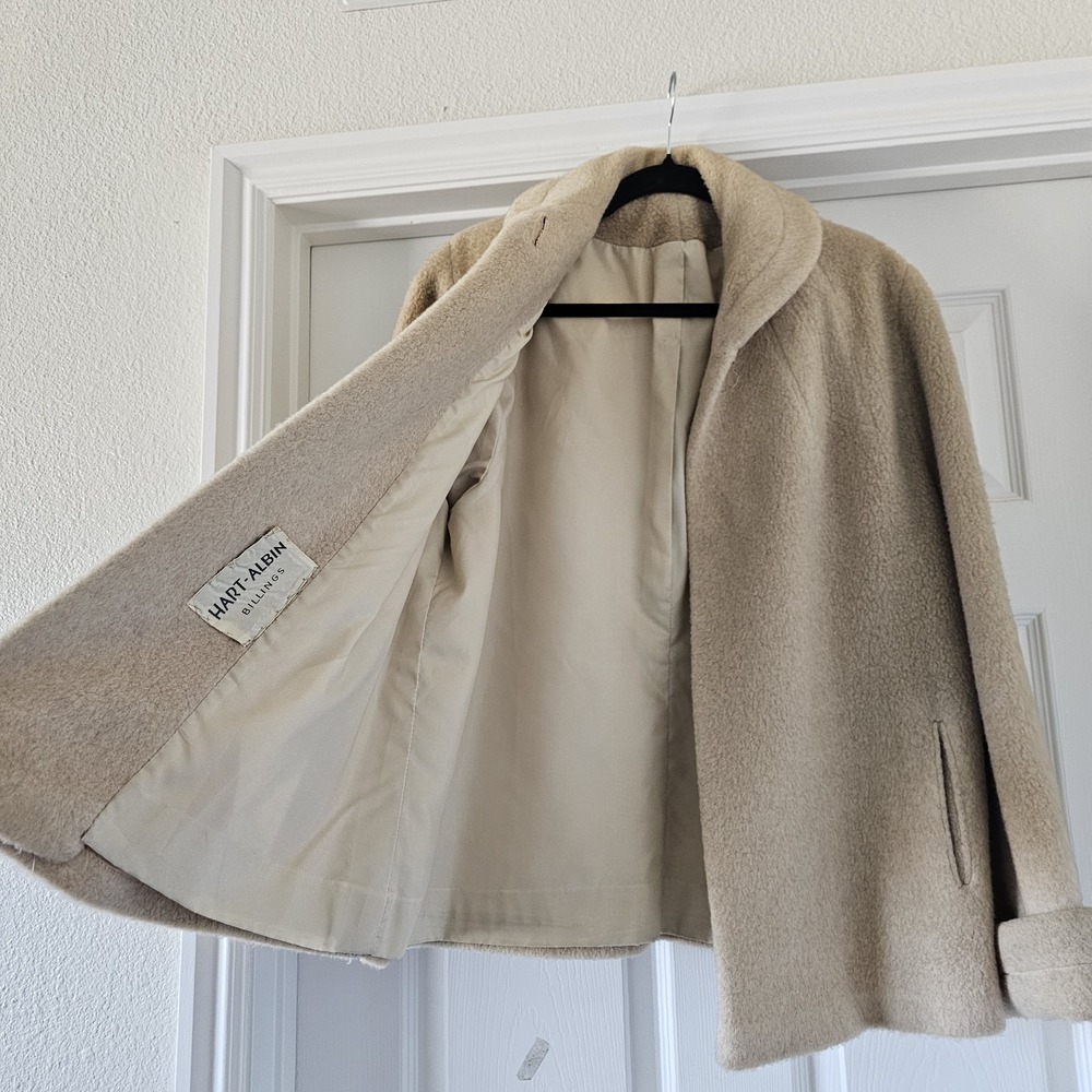 1950s Faux Fur/Sherpa Coat Beige Lined Hart-Albin Billings #78 - Picture 3 of 9